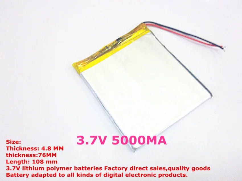 

1PCS free shippin wholesale NEW Battery for tablet PC PL4876108 battery 3.7V 5000MA