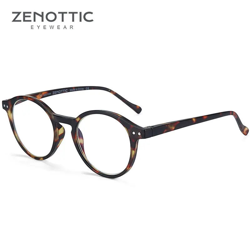 Demi Очки для чтения с круглой оправой ZENOTTIC для мужчин и женщин, прозрачные линзы, очки для глаз, дальнозоркость, анти-синий светильник, очки для чтения - Цвет оправы: Demi