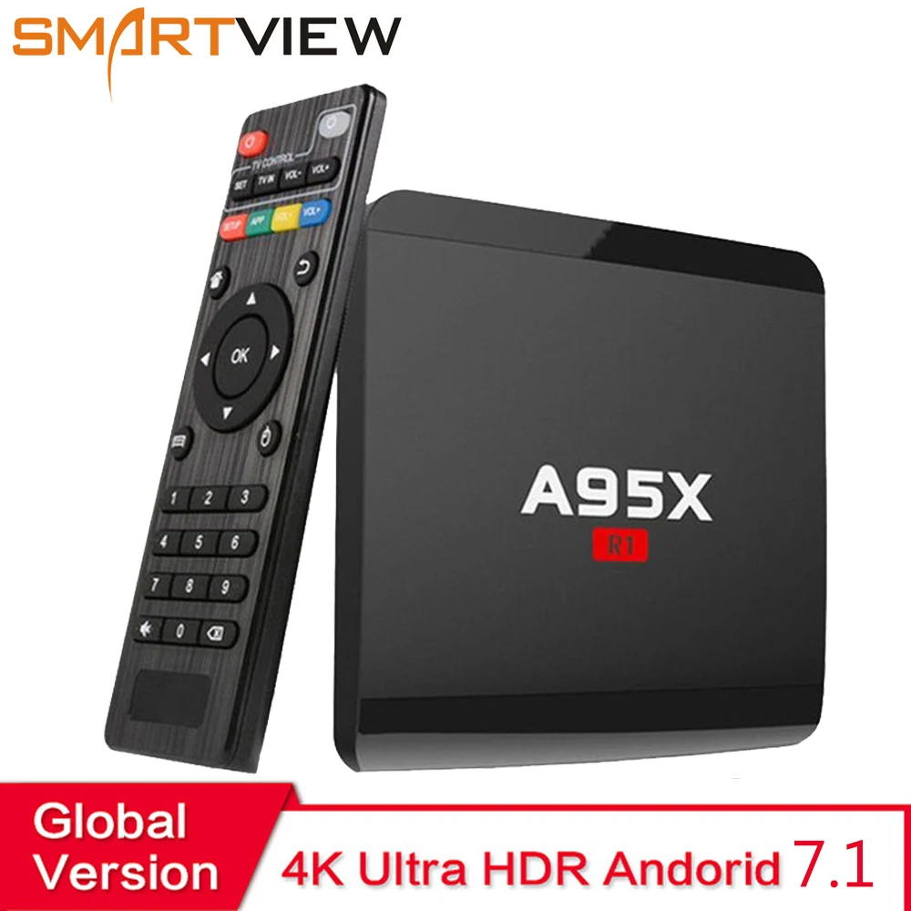 A95X R1 Android 7 1 ТВ коробка роутер Smart S905W 4 ядра К x 2 HD ГБ/8 ГБ ГБ/16 H.265 ГГц Wi Fi
