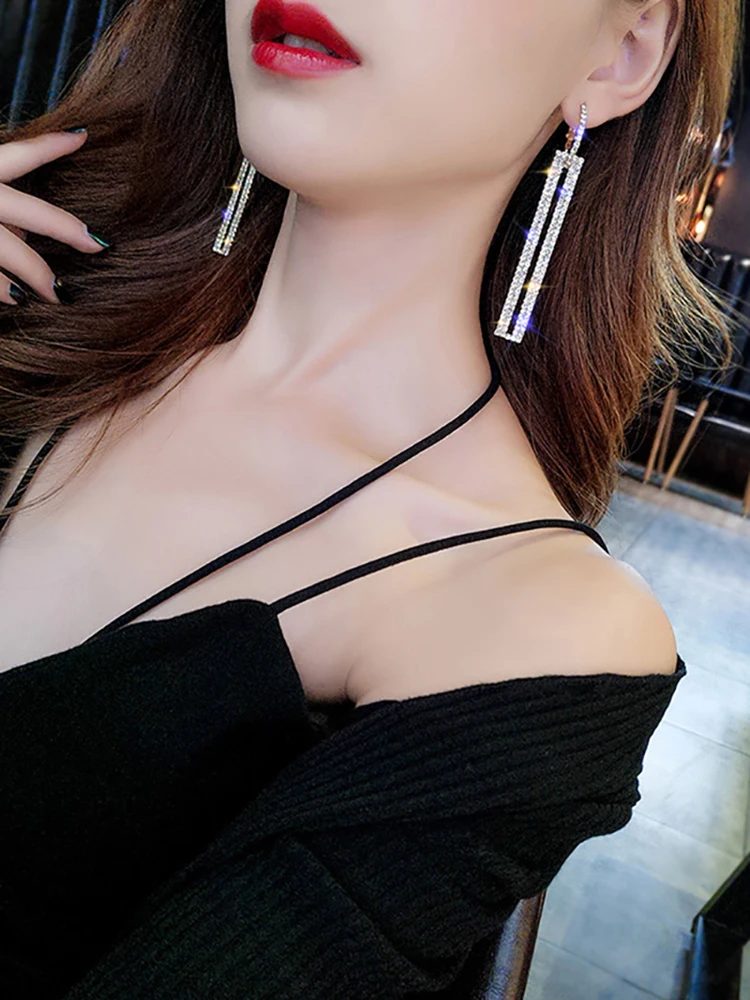  Rhinestone Earring for Women Party Jewelry Gift Fashion Square Women's Earrings | Украшения и аксессуары