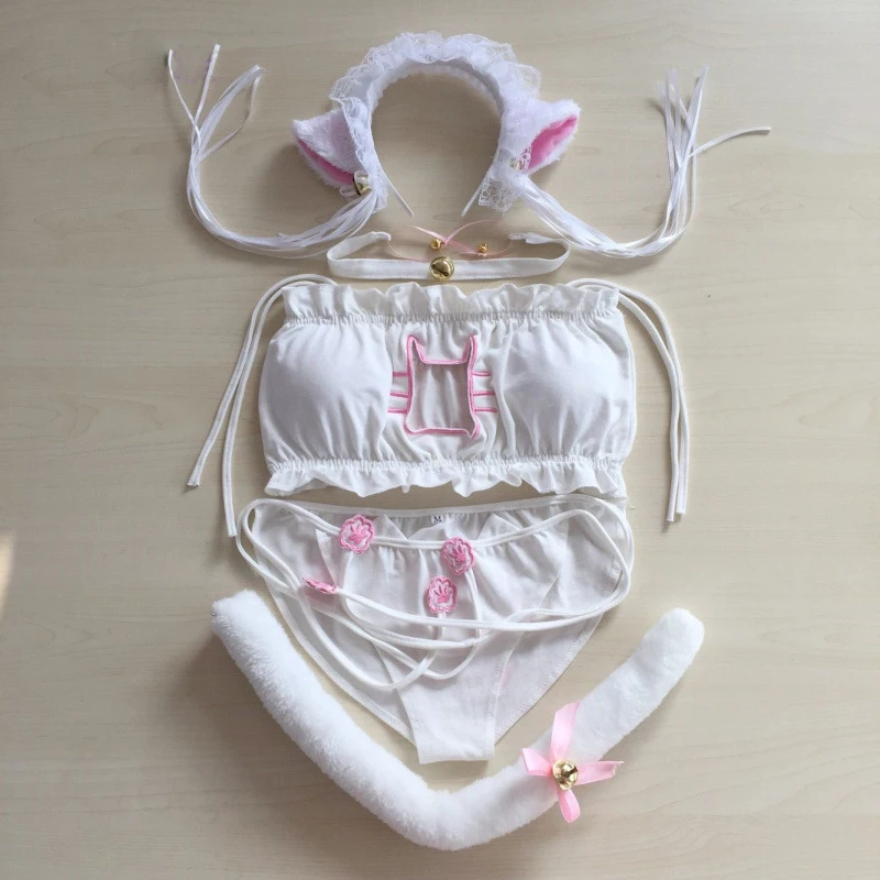 5 шт./компл. костюмы для косплея с изображением аниме девушки кошки кролика