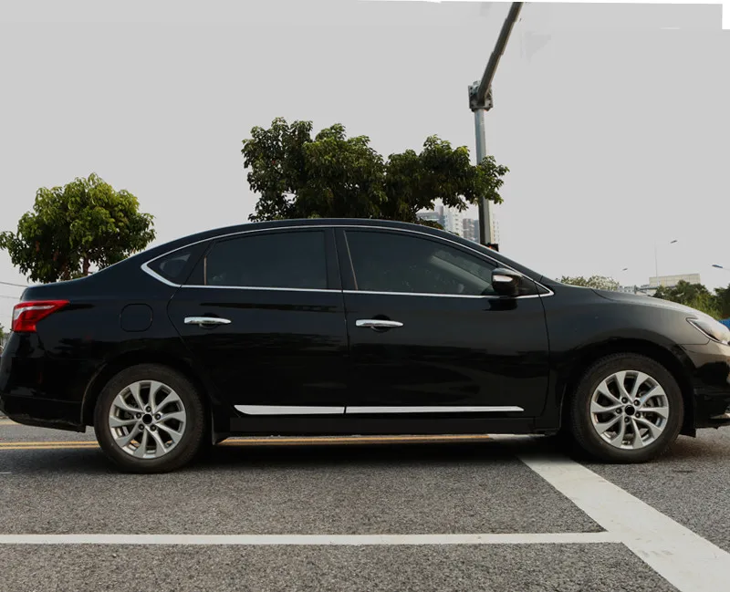 Для Nissan Sentra 2013- Модифицированная специальная внешняя боковая юбка для предотвращения столкновений Декоративная полоса для двери автомобиля яркая полоса