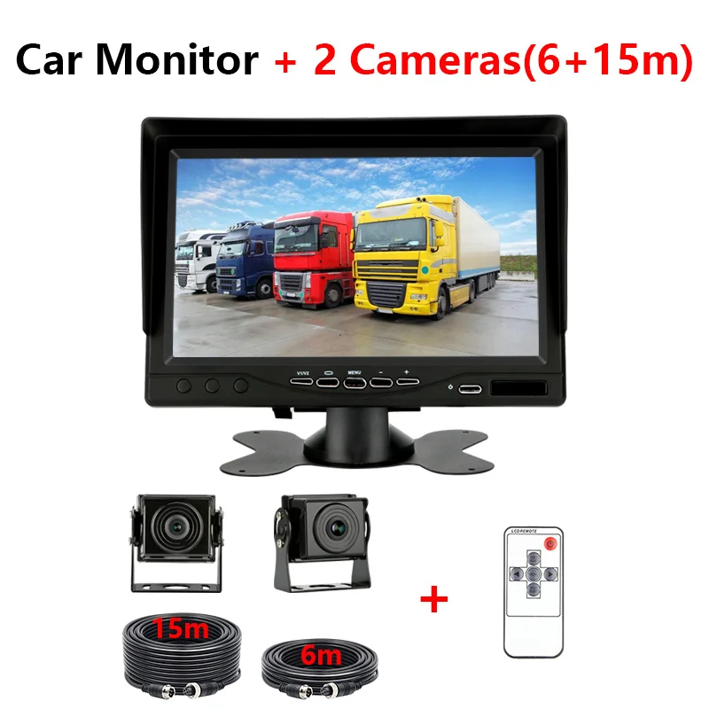 With TWO cameras Jansite " AHD автомобильный монитор TFT ЖК-дисплей 2-х канальный DVR Запись солнцезащитный козырек зеркало заднего вида Камера парковки заднего вида Системы для резервного копирования Камера - Цвет: With TWO cameras