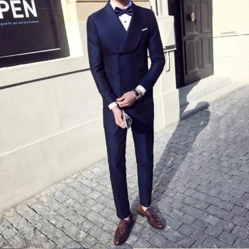 Мужской костюм двойка TPSAADE двубортный жениха с отворотами для торжественных