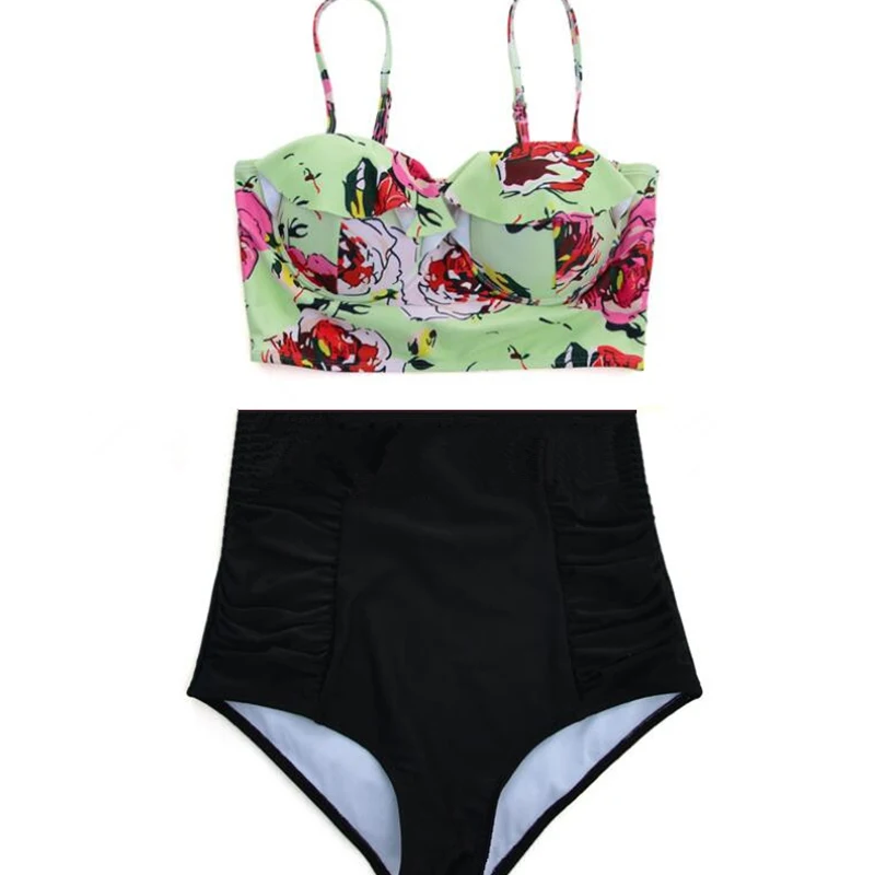 Pacento 2018 размера плюс купальник женский большой комплект бикини Высокая талия