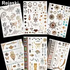 Гаджеты Love Stars, золотые и металлические временная татуировка для девочек, наклейки для рук со стрелой, детские наклейки на руку, птицу, флеш-татуировки, роговые татуировки, боди-арт