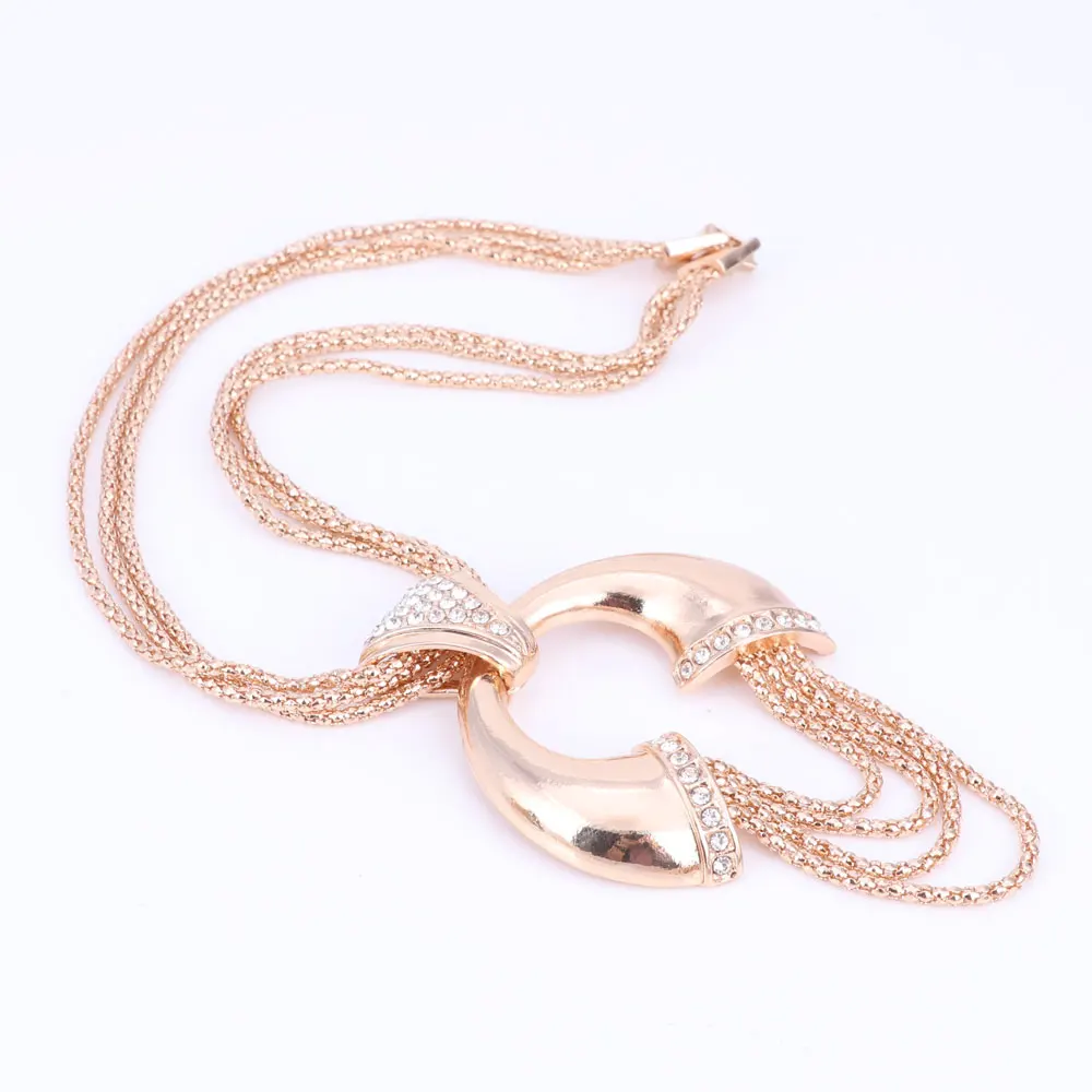 Ожерелье серьги браслет кольца вечерние аксессуары очаровательный золотой цвет