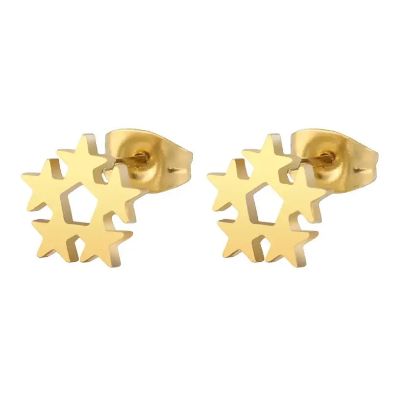 

PE043 Titanium Stud Earrings Brief Stars Design 316l Stainless Steel Earring IP Plating No Fade Allergy Free