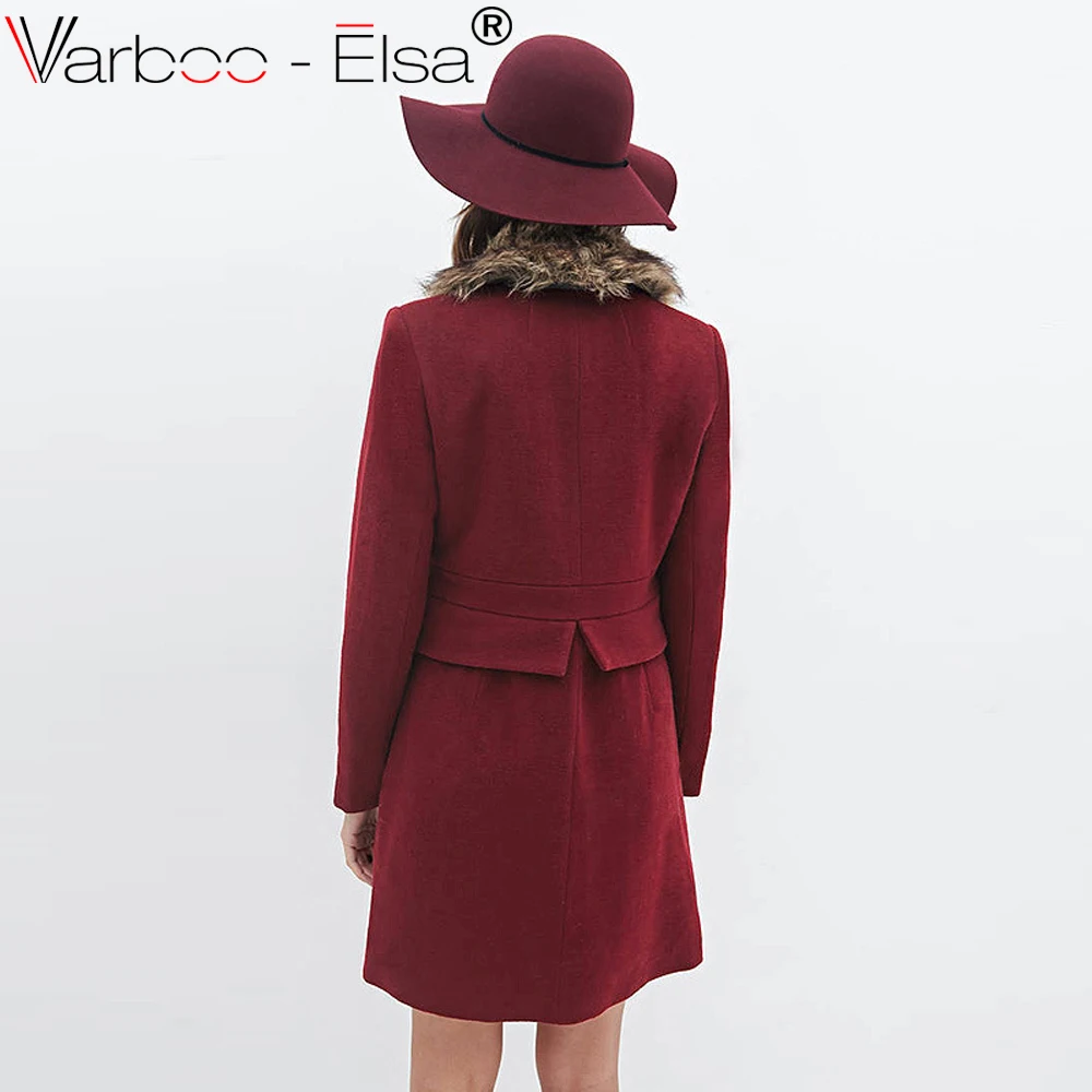 Varboo_Elsa осенне-зимнее пальто Для женщин 2017 Новая мода Slim большой меховой воротник