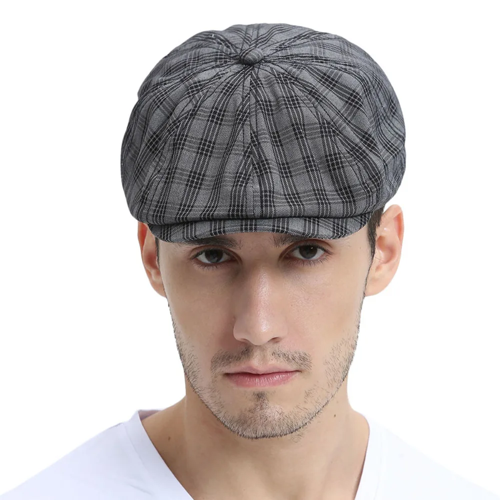 VOBOOM Summer Cotton Blend Newsboy Men Women Plaid Ivy Flat Cap Male Female Boina Berets Hats 103 | Аксессуары для одежды