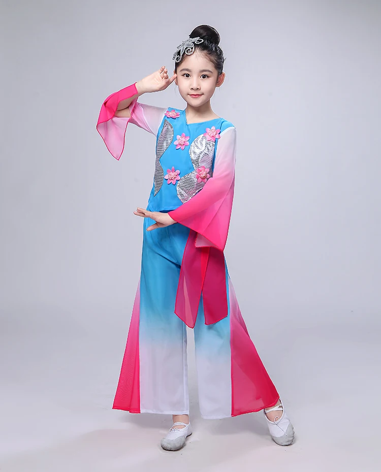 Детские Классические танцевальные костюмы Hanfu Национальный танцевальный костюм