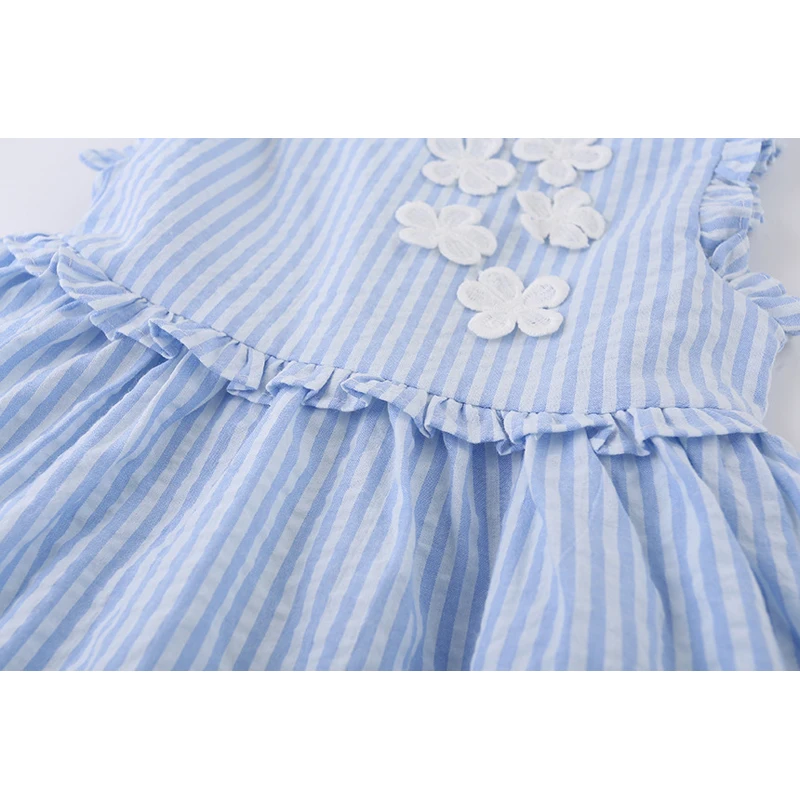LOVE DD&ampMM Girls Dresses 2022 Spring New Children's Wear Sweet White Flower Lace Collar Striped Sleeveless Dress | Детская одежда