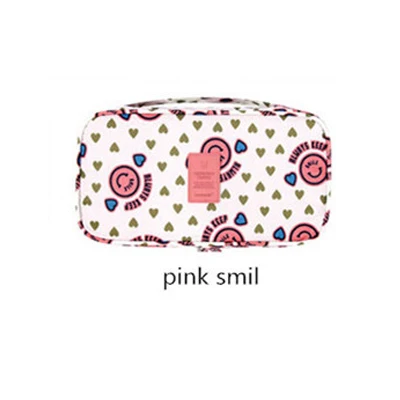 Pink smiley face Дорожная женская сумка для хранения бюстгальтеров дамский косметический Органайзер для макияжа нижнее белье организация выходных Ночное нижнее белье аксессуары - Цвет: Pink smiley face