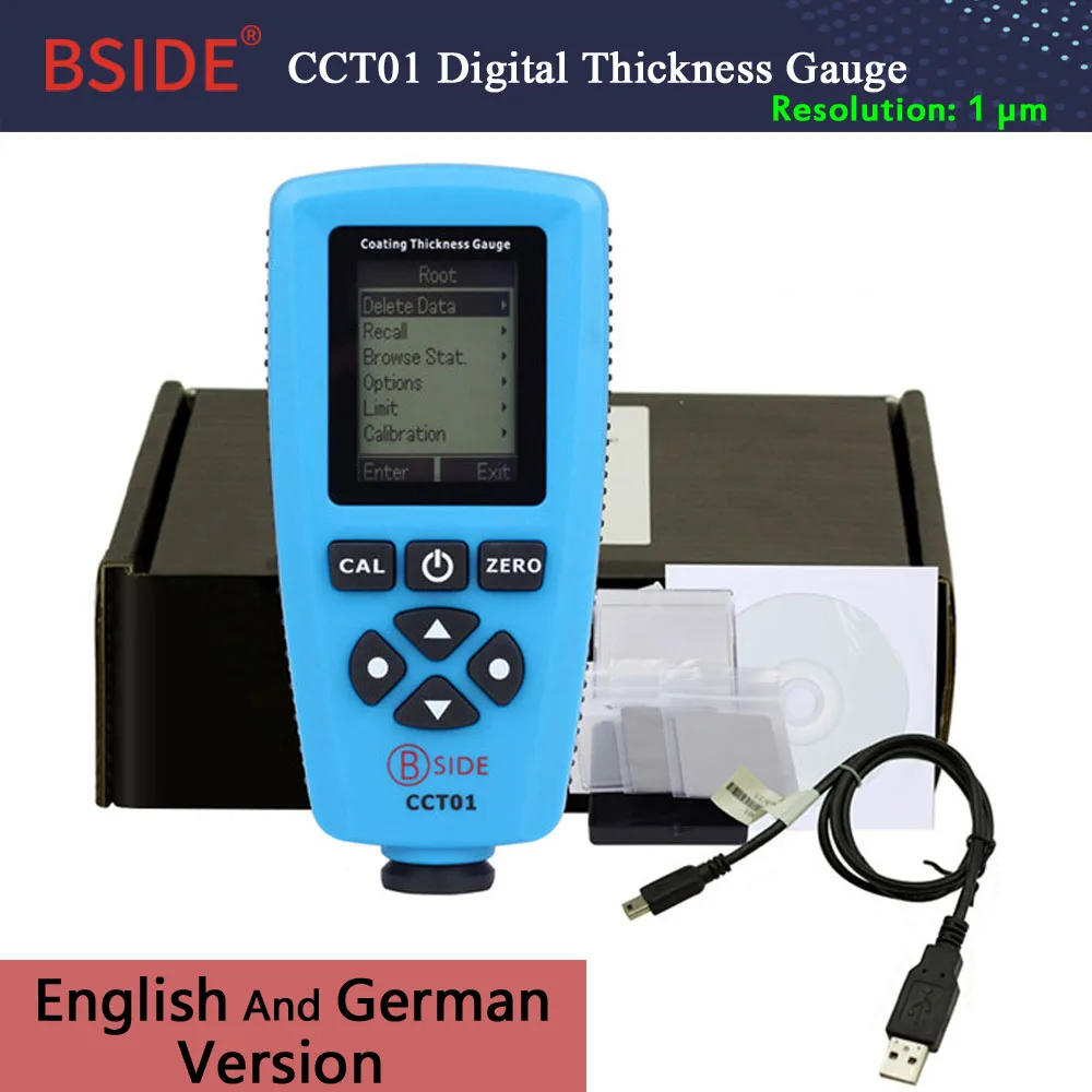 CCT01 English Цифровой толщиномер покрытия BSIDE CCT01 1 микрон/0-2000um автомобильная краска пленка тестер толщины измеритель измерения FE/NFE - Цвет: CCT01 English