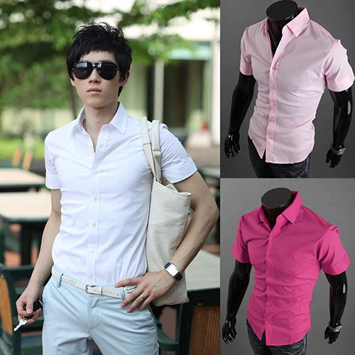 Новое поступление Мужская мода летом прохладно отложным воротником Подпушка Slim