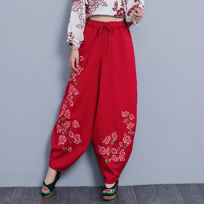 Женская одежда весенние женские свободные шаровары большого размера из хлопка и