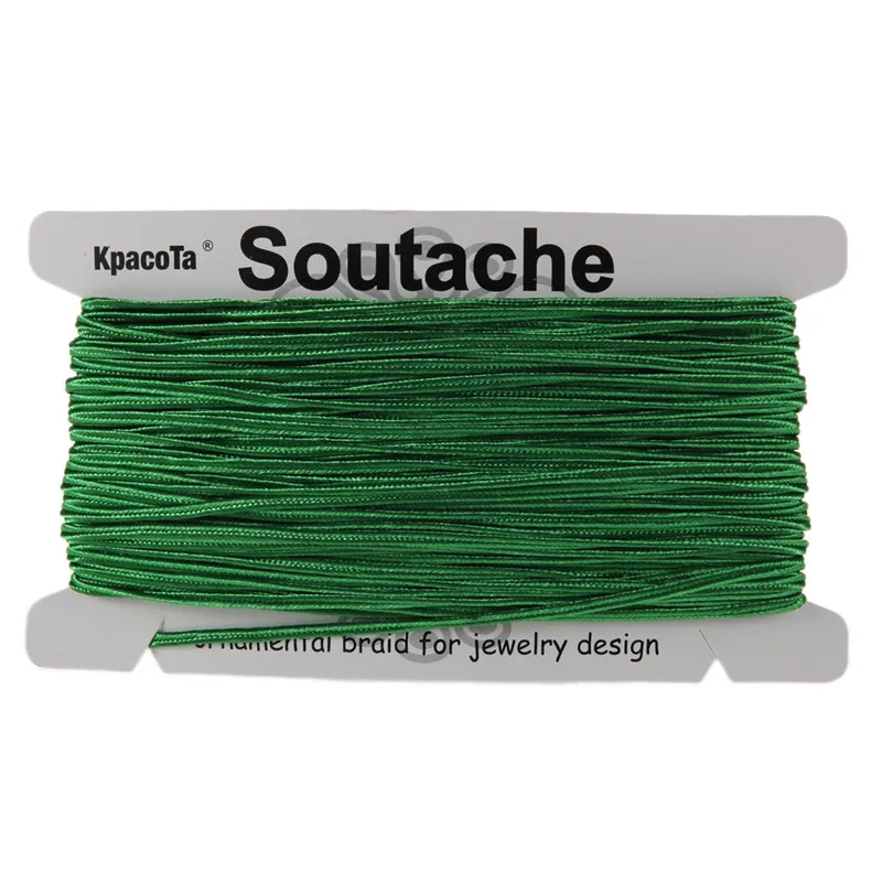 green KPacTa несколько цветов 34 ярда(31 м) Китайский Soutach цвета нейлоновая веревка Змеиный живот шнур DIY Изготовление ювелирных изделий Плетеный материал - Цвет: green