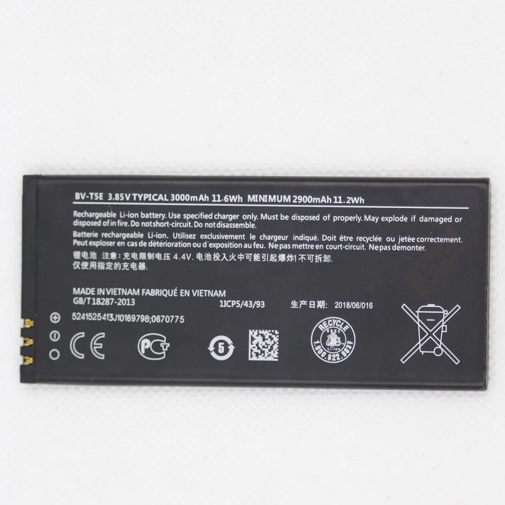 

20pcs/lot 3000mAh/11.6Wh 3.8V BV-T5E Replacement Battery For Microsoft Lumia 950 RM-1106 RM-1104 RM-110 McLa Mobile bateria