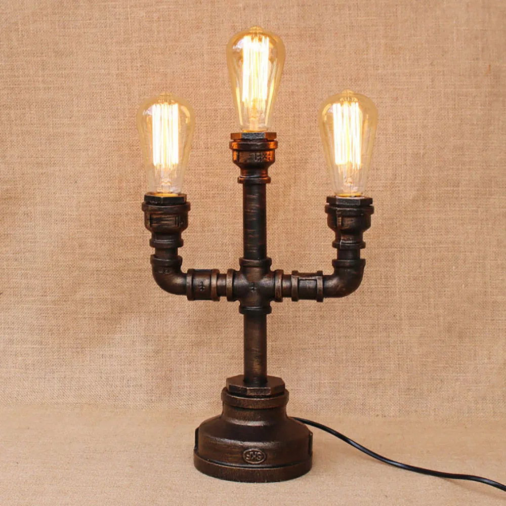 3 лампы винтажная Ретро черная настольная лампа Современная e27/e26 AC 110 V 220 бра для