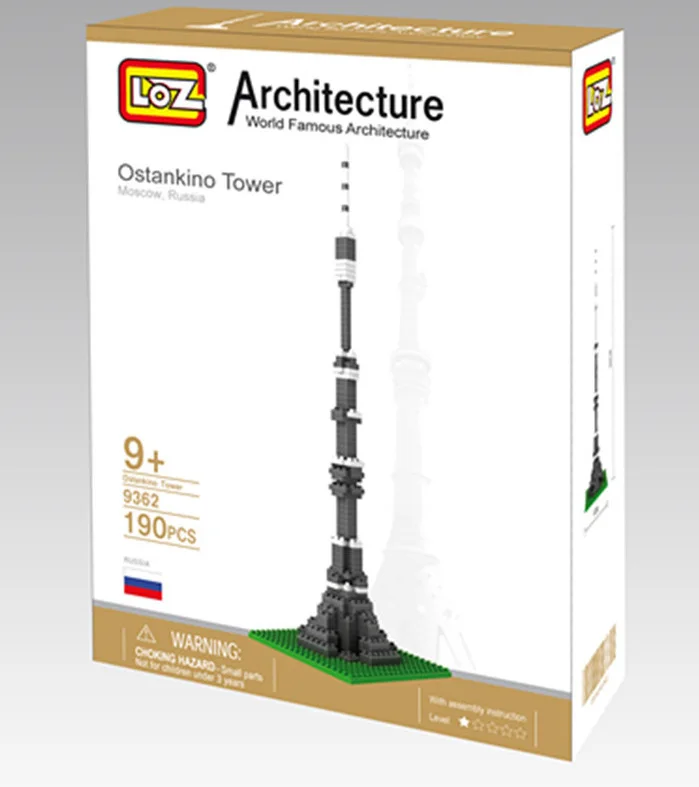 LOZ Diamant блоков Останкинская Tour Jouets Архитектура Modele d'assemblage де строительства Ville