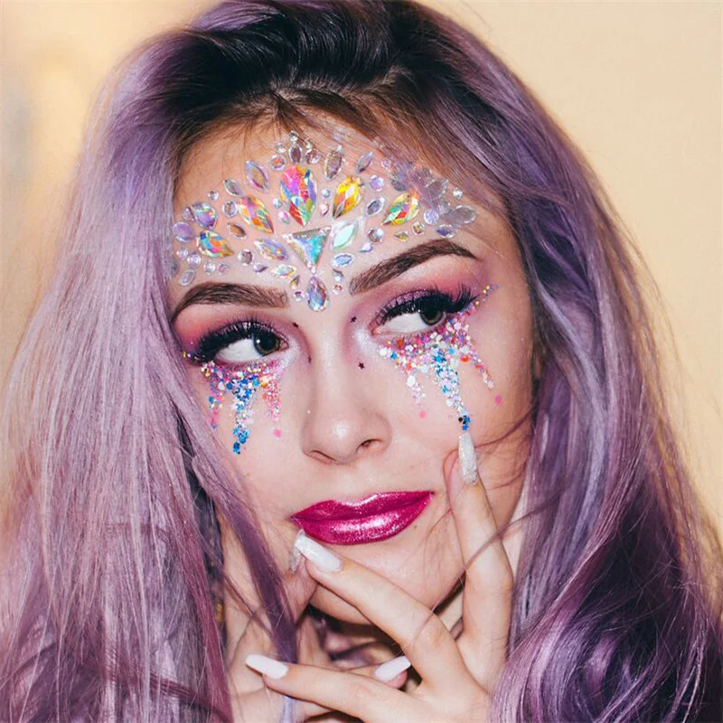 FestivalQueen DIY брови лицо тела стикер для женщин Клей Кристалл Блеск Драгоценности фестиваль вечерние глаза кристалл наклейки с блестками