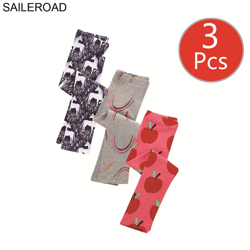 SAILEROAD 3шт леггинсы для девочек животных единорог леггинсы для детей брюки карандаш 7 лет дети брюки осень детская одежда