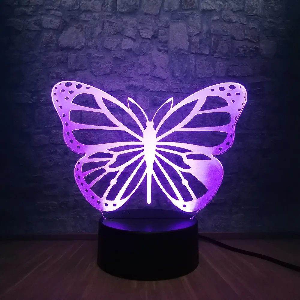 Новинка 3D USB СВЕТОДИОДНЫЙ светильник в форме бабочки с изображением животных 7