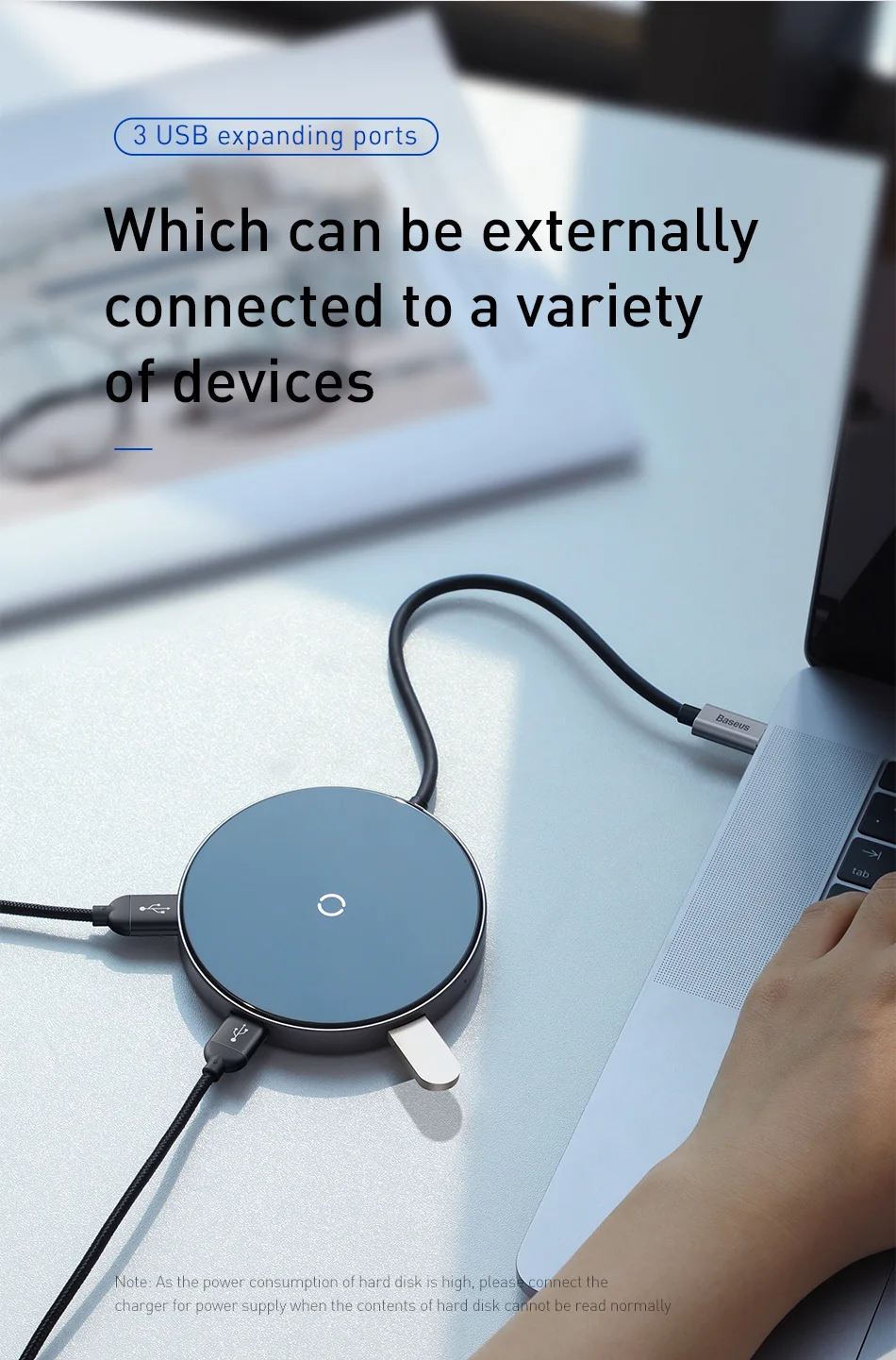 Baseus USB C концентратор USB 3,0 концентратор HDMI адаптер QI Беспроводное зарядное устройство USB разветвитель для MacBook Pro аксессуары 6 портов Тип USB-C концентратор