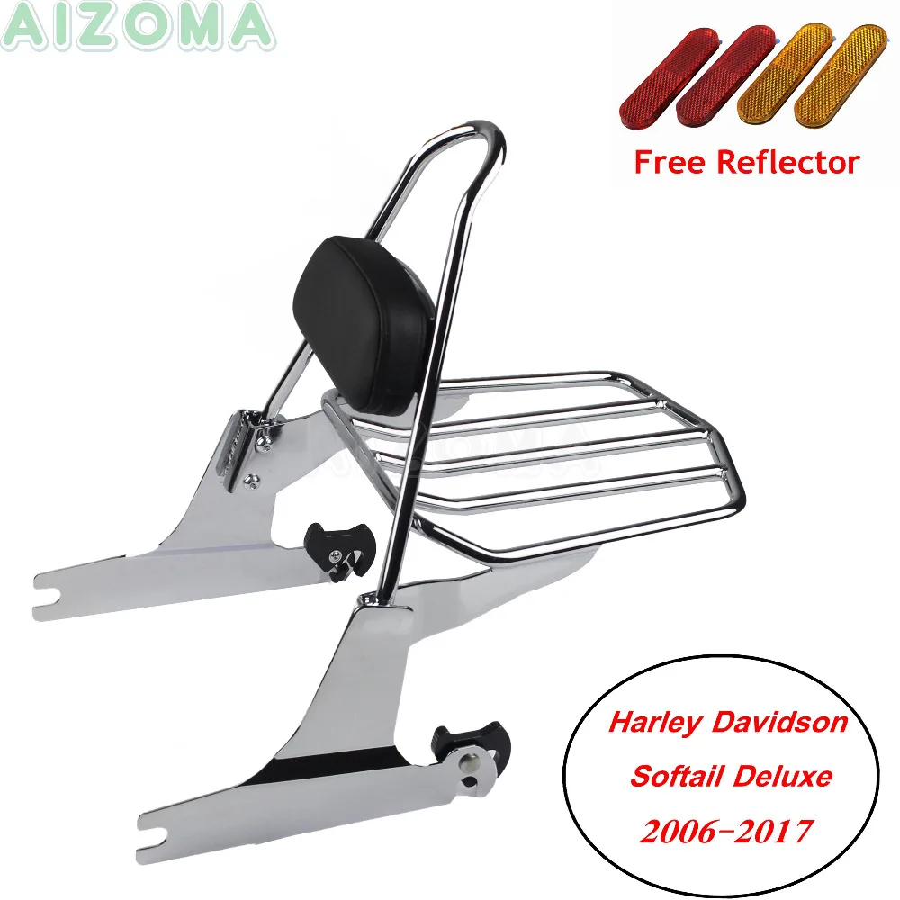 

Motorcycle Backrest Sissy Bar Chrome Luggage Rack for Harley Softail Fat Boy FLSTF Standard FXST Night Train Springer FLST 06-Up