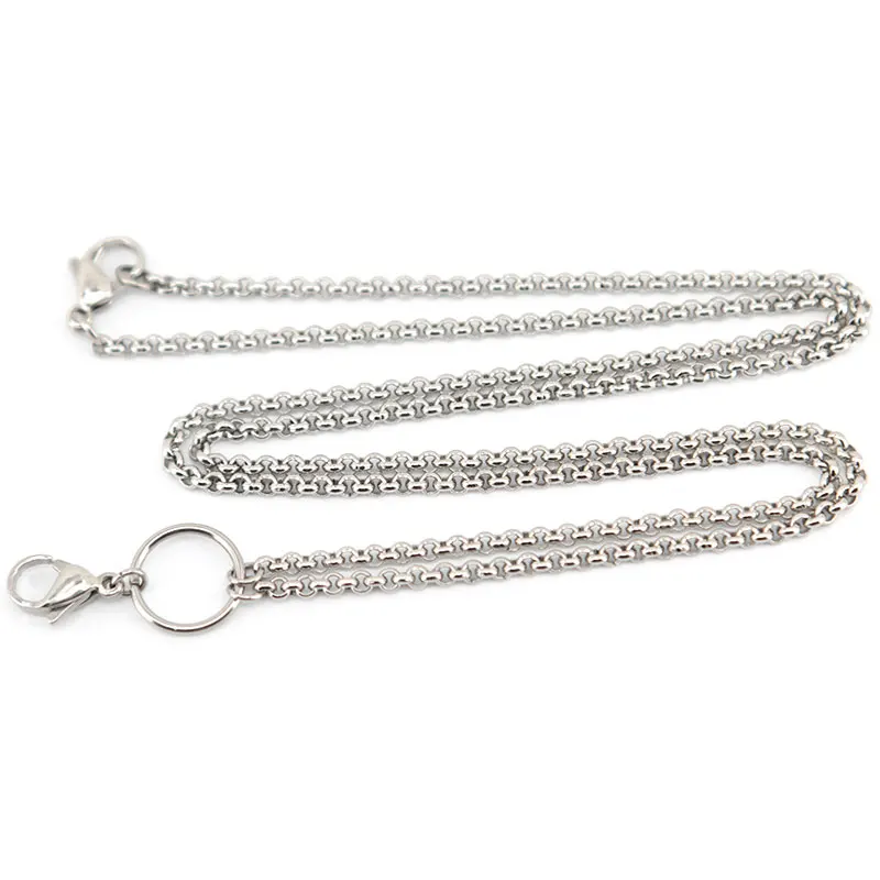 

10pcs 2.5mm Width 24'' Silver Stainless Steel rolo Necklace Chain For memory living Glass Locket & oil Diffuser Locket