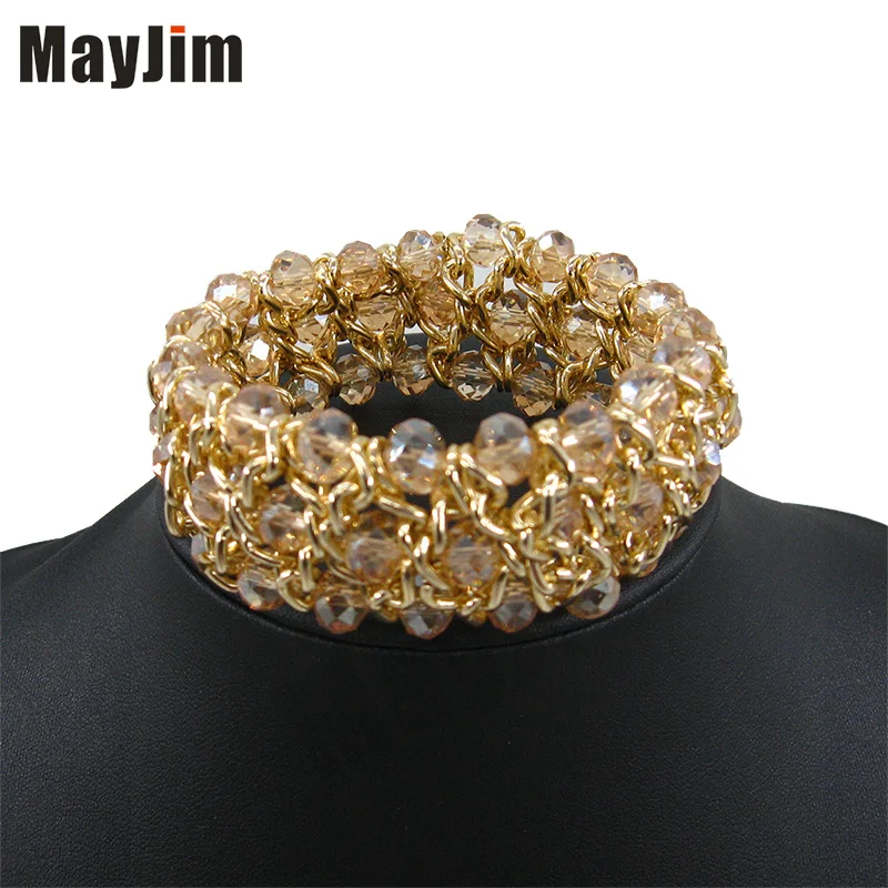 Заявление ожерелье 2017 мода ювелирные наборы Ручной Работы бусы кристалл дубай