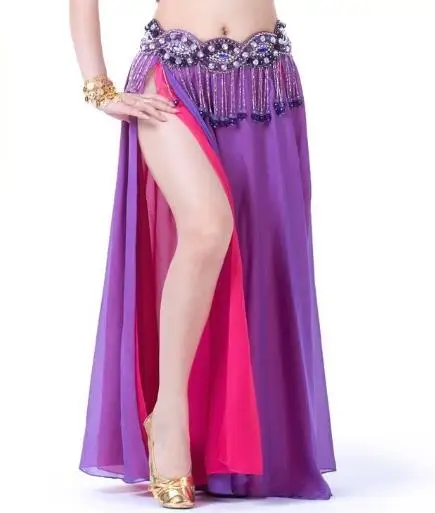 only skirt Юбка, костюм для танца живота 2 боковыми разрезами юбка пикантные Для женщин живота юбка для танцев профессионального без ремня - Color: only skirt