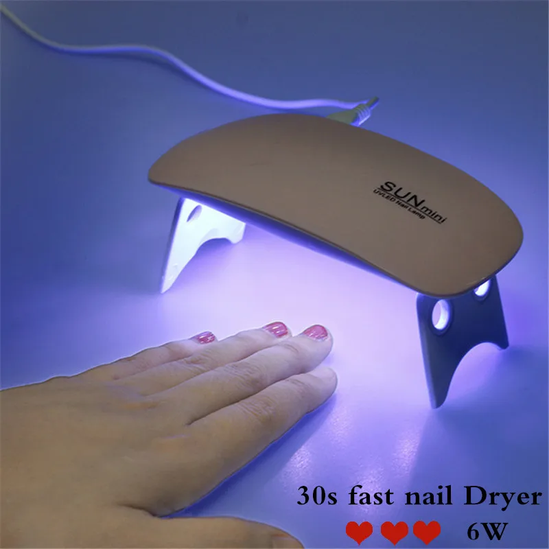 

6W White Nail Dryer Machine UV LED Lamp Portable Micro USB Cable 30s Dryer Nail UV Gel Varnish Dryer 3 LEDS Lamp Nail Art Tools