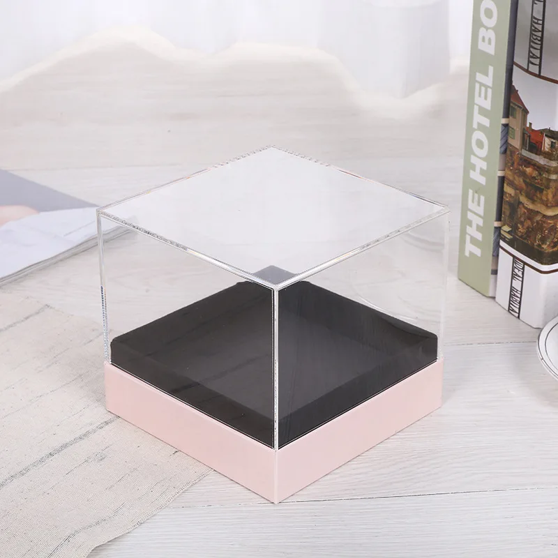 New Acrylic Rose Flower Box Makeup Organizer Artificial Bouquet Gift Home Decor Wedding With Cover | Дом и сад