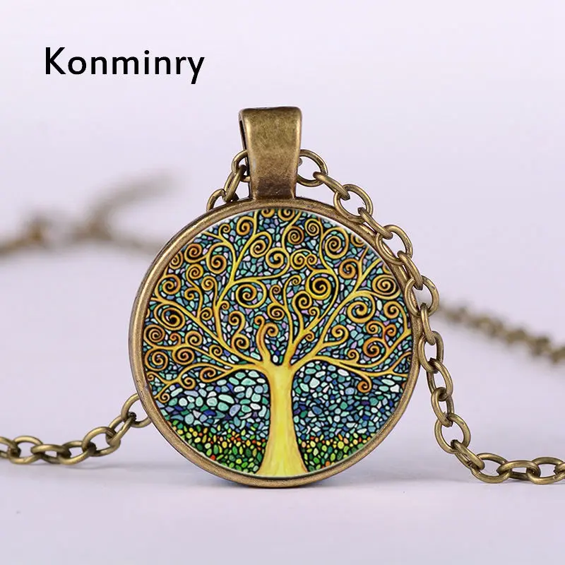 Konminry 2018 горячий узор Древа Жизни искусство стеклянный купол кулон ожерелье для