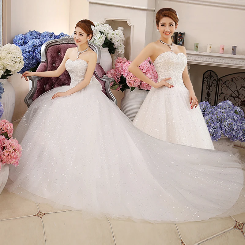 

2017 new stock plus size women pregnant bridal gown wedding dress ball gown long tail train sweetheart sexy white lace xuanxinn2