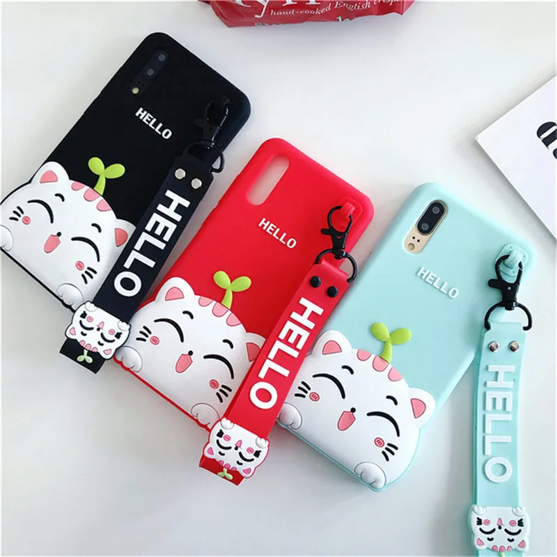 3D мультяшный Кот силиконовый чехол для Huawei P8 P10 P20 Pro Mate 7 8 9 10 Lite Plus 2017 P Smart Honor 7C V10 Enjoy