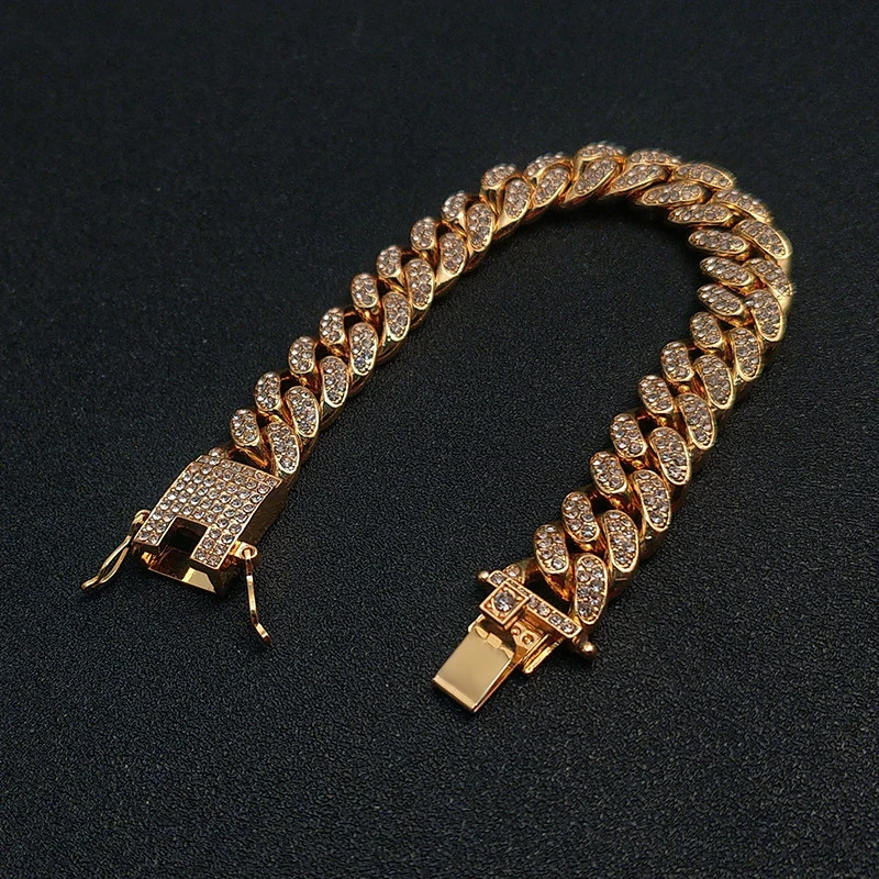 Хип-хоп, кубинская звеньевая цепь, Bling Iced Out Full AAA Кристалл ПАВЕ, мужской браслет золотой серебряный цветные браслеты для мужчин, ювелирные изделия