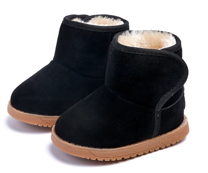 2018 зимние модные детские ботинки для девочек теплые плюшевые с мягкой подошвой