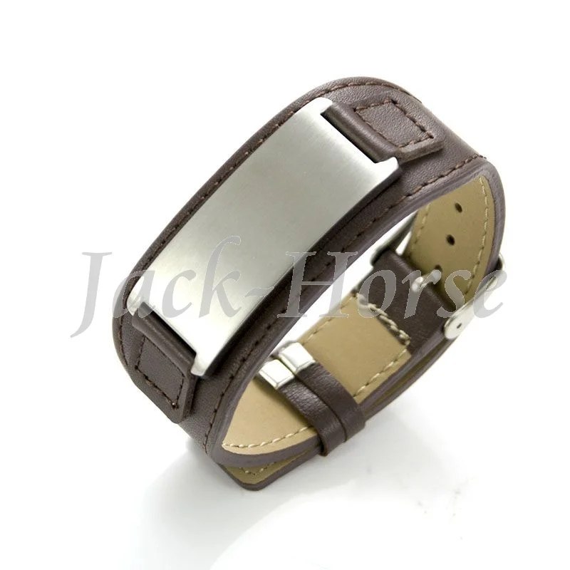 Мужской кожаный браслет из нержавеющей стали|leather bracelet|mens leather cuff braceletleather bracelets |