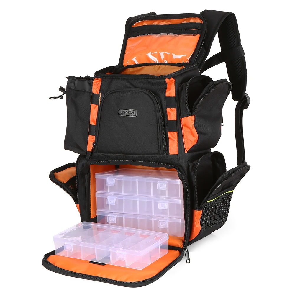 Lixada Fishing Backpack Large Waterproof Lures Reel Bag Adjustable Straps Fish Tackle Storage Rod | Спорт и развлечения
