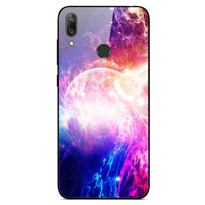37 Чехол для телефона s для huawei Y7, жесткая задняя крышка из закаленного стекла для huawei Y7, чехол Y 7, мягкий бампер, художественный чехол 6,26 - Цвет: 37