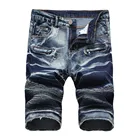 Мужские шорты на молнии, облегающие прямые шорты из джинсовой ткани, винтажные удобные дышащие прямые короткие джинсы из полиэстера с карманами c0429