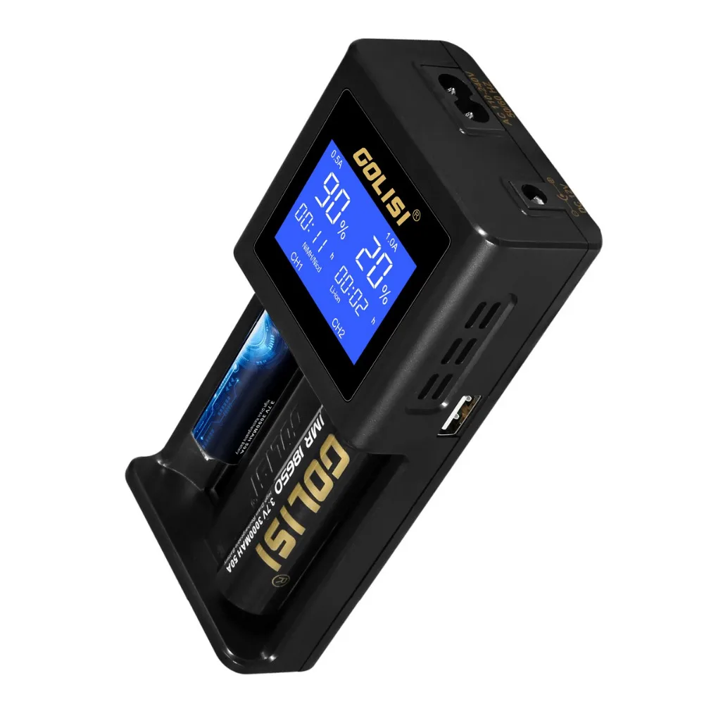Golisi i2 2.0A Смарт ЖК-зарядное устройство для 18650 20700 26650 Li-Ion Ni-MH Ni-Cd AA AAA аккумуляторная батарея(не входит в комплект