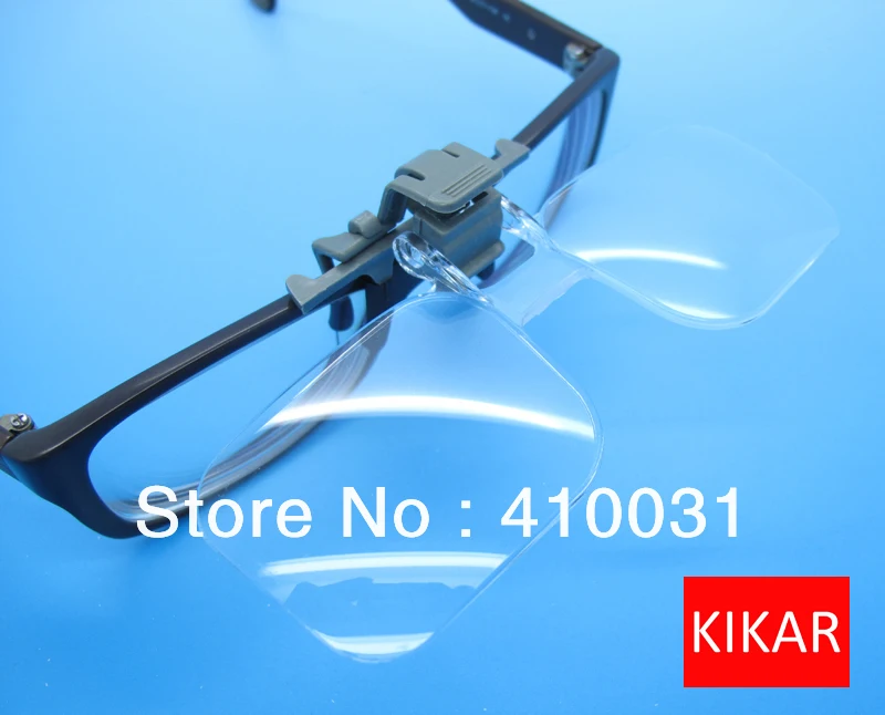 KIKAR Clip-and-Flip Optical Magnifying Lens 2x Power +4.00 Diopters Magnifier Loupe Toy Handsfree Eyeglass Fly Fishing Tying Eye |