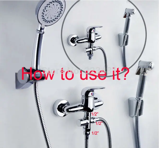 Brass UK 1/2&quot shattaf Diverter Bathroom Shower faucet accessories Toilet Bidet Valve Chrome Plated Free Shipping | Обустройство