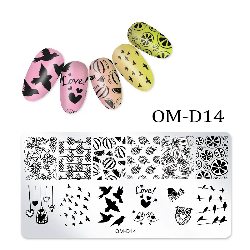 1Pc Nail Stamping Plates Lace Flower Animal Geometry Pattern Nail Art Stamp Stamping Template Image Plate Stencil Manicure Tools - Цвет: OM-D14