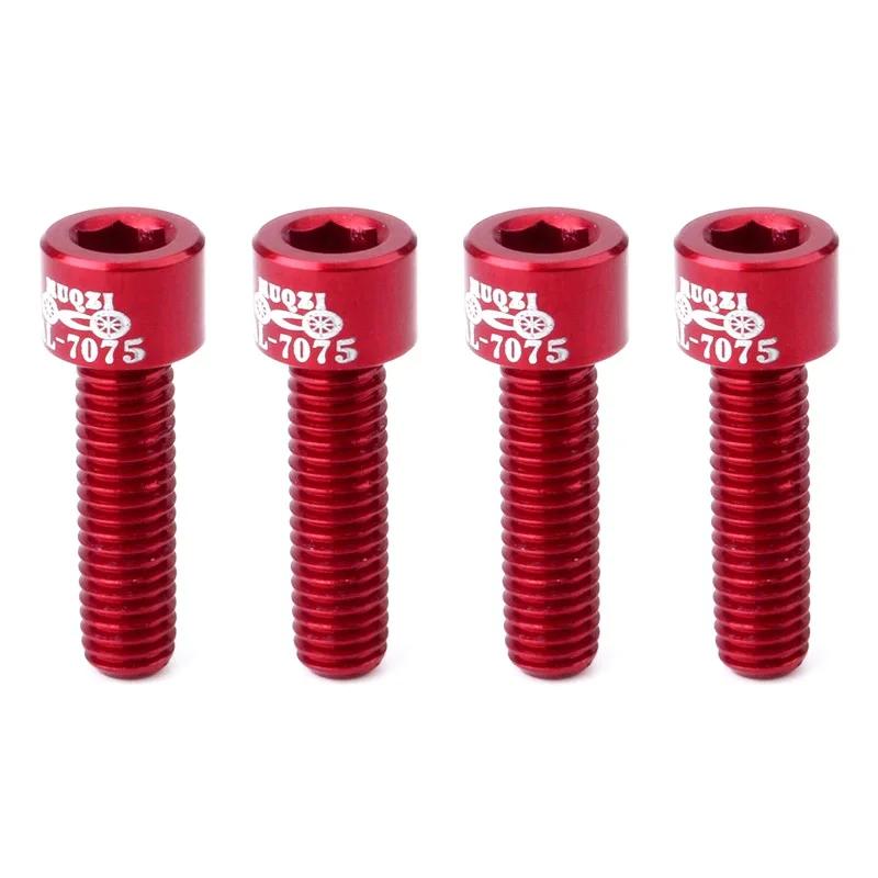 Красный MUQZI 4 шт. мини руля велосипеда шток винт M5x17mm болт из алюминиевого сплава с фиксированной передачей MTB - Цвет: Красный