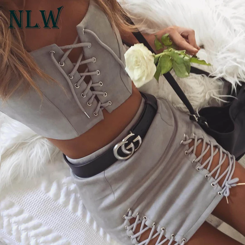 NLW бежевого цвета на шнуровке с бантом из замши и кожи пикантные Открытое платье