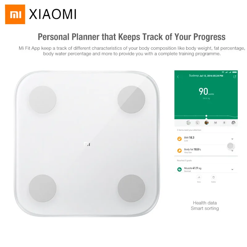 Xiaomi Mi смарт-весы для жировых отложений 2 Bluetooth 5,0 APP монитор скрытый светодиодный дисплей для измерения баланса тела весы состава